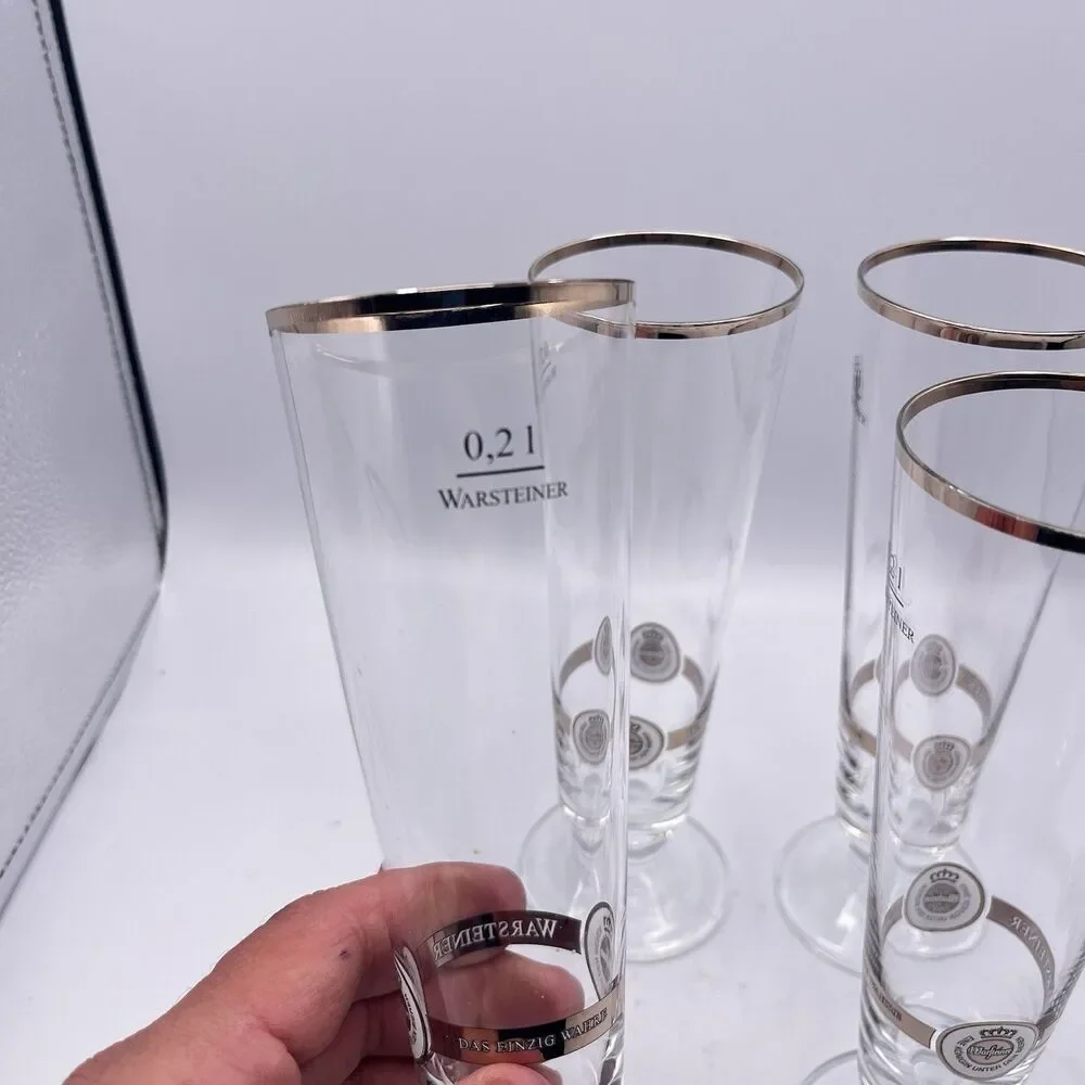 Vintage German 8” .2L Warsteiner pilsner Glasses